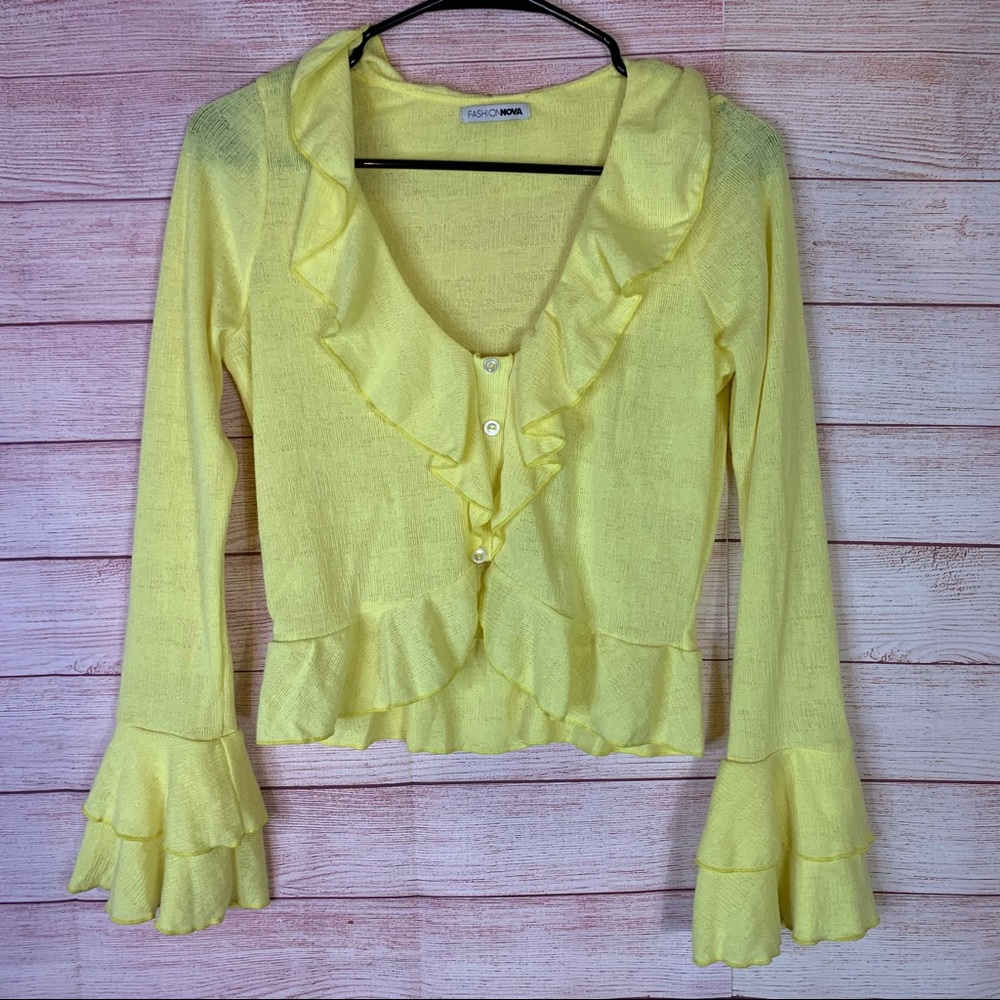 Fashion Nova Yellow Ruffle Top Small